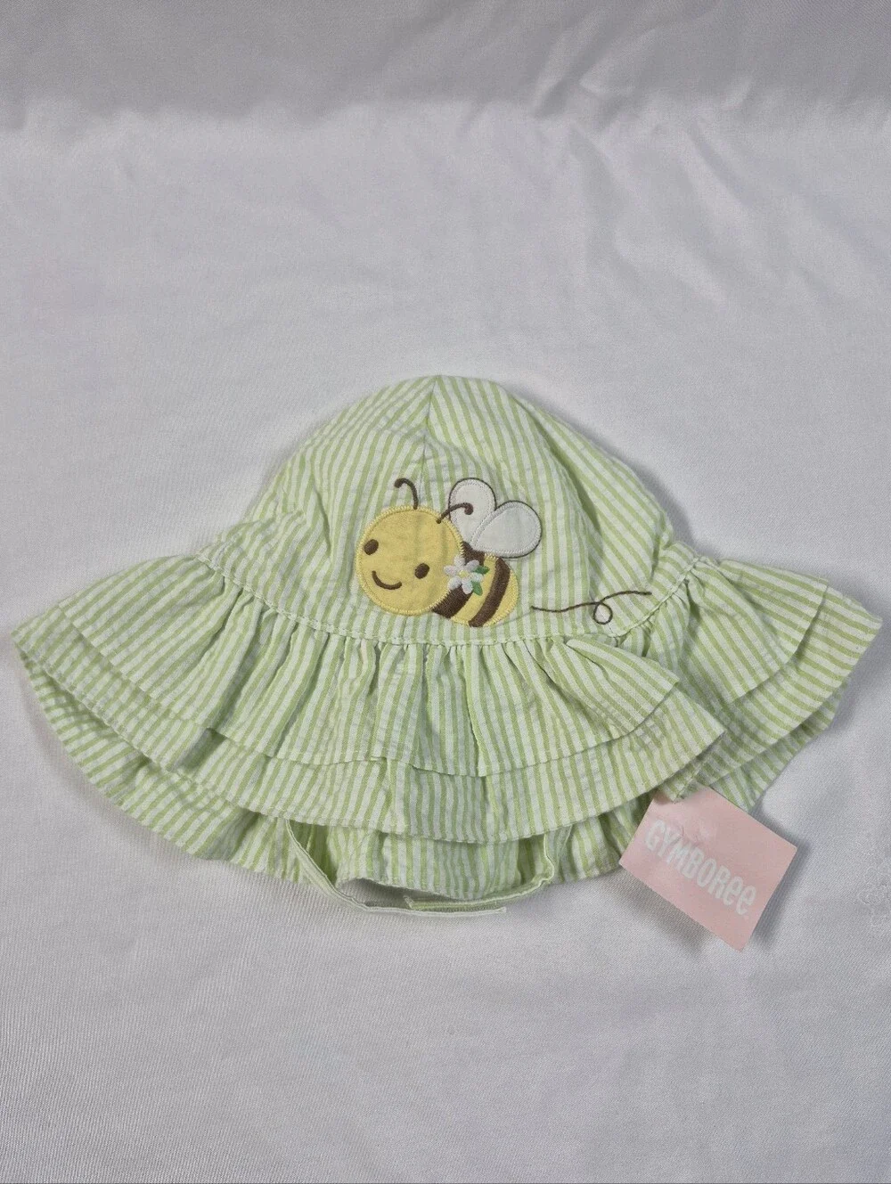 Baby Girl Gymboree 12-18 Month Green And White Striped Bumblebee Hat NWT